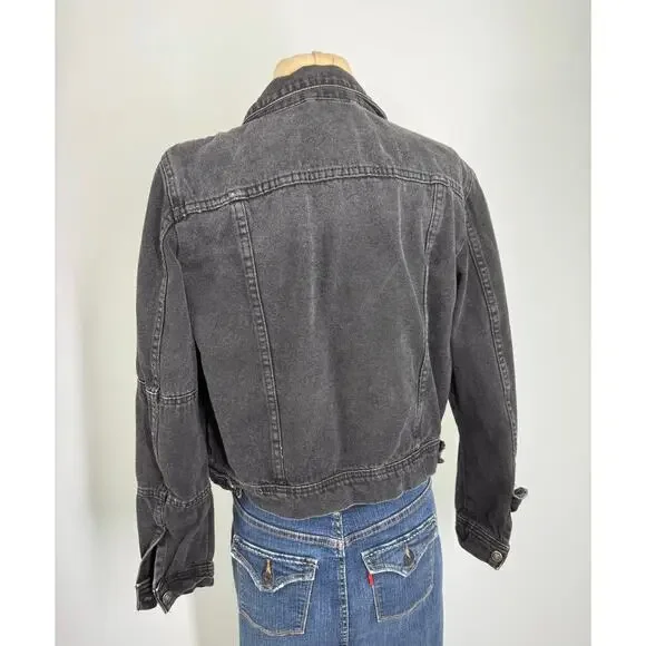Vintage Free People black denim jacket , size M - Picture 9 of 10